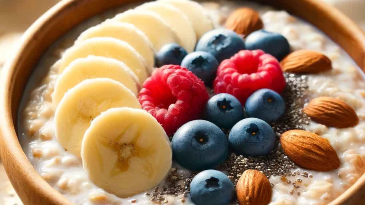 Il porridge di avena con frutta e semi